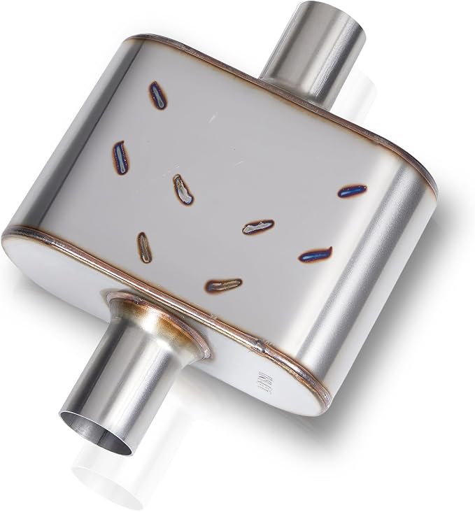 Exolix 3-inch universal stainless steel performance muffler, center in center out